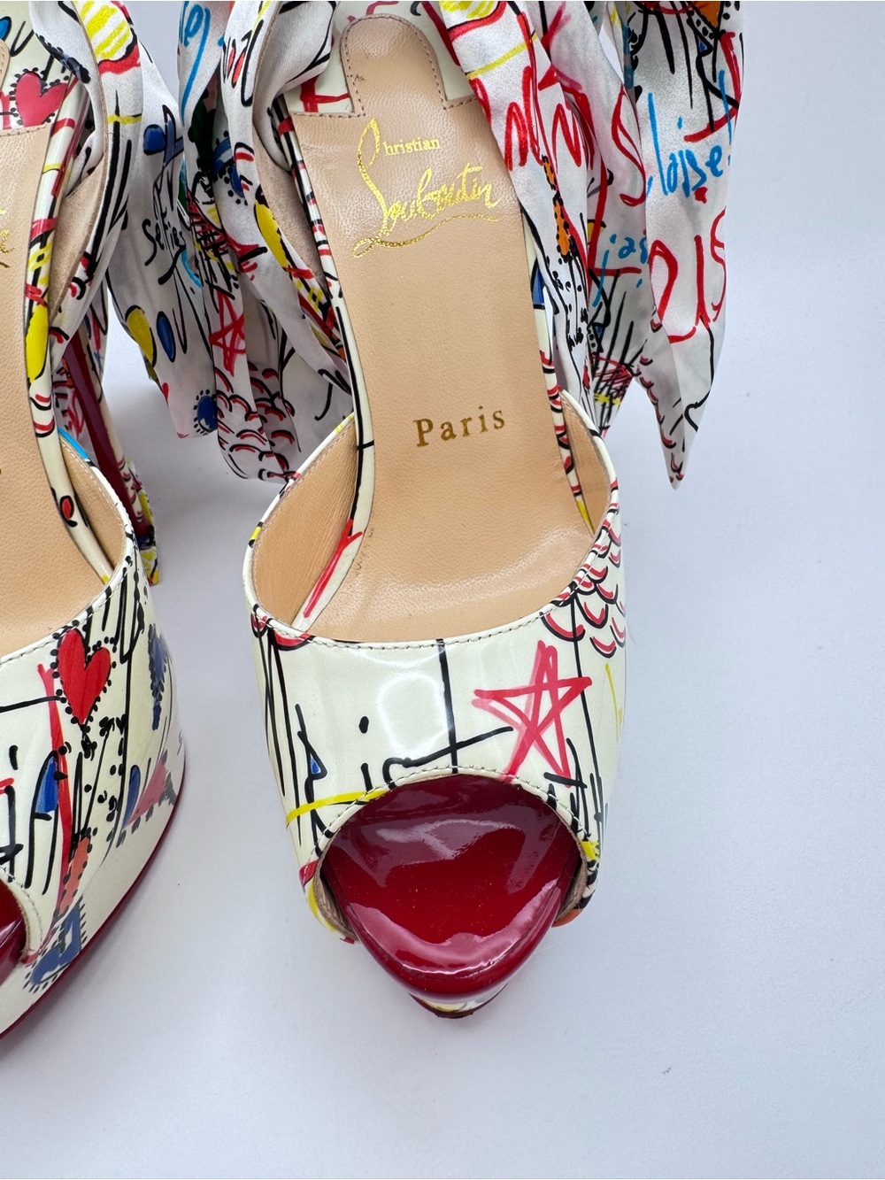 Christian Louboutin Jersey Loubitag Platform Bow Heels Pumps EU 36 - Picture 3 of 12